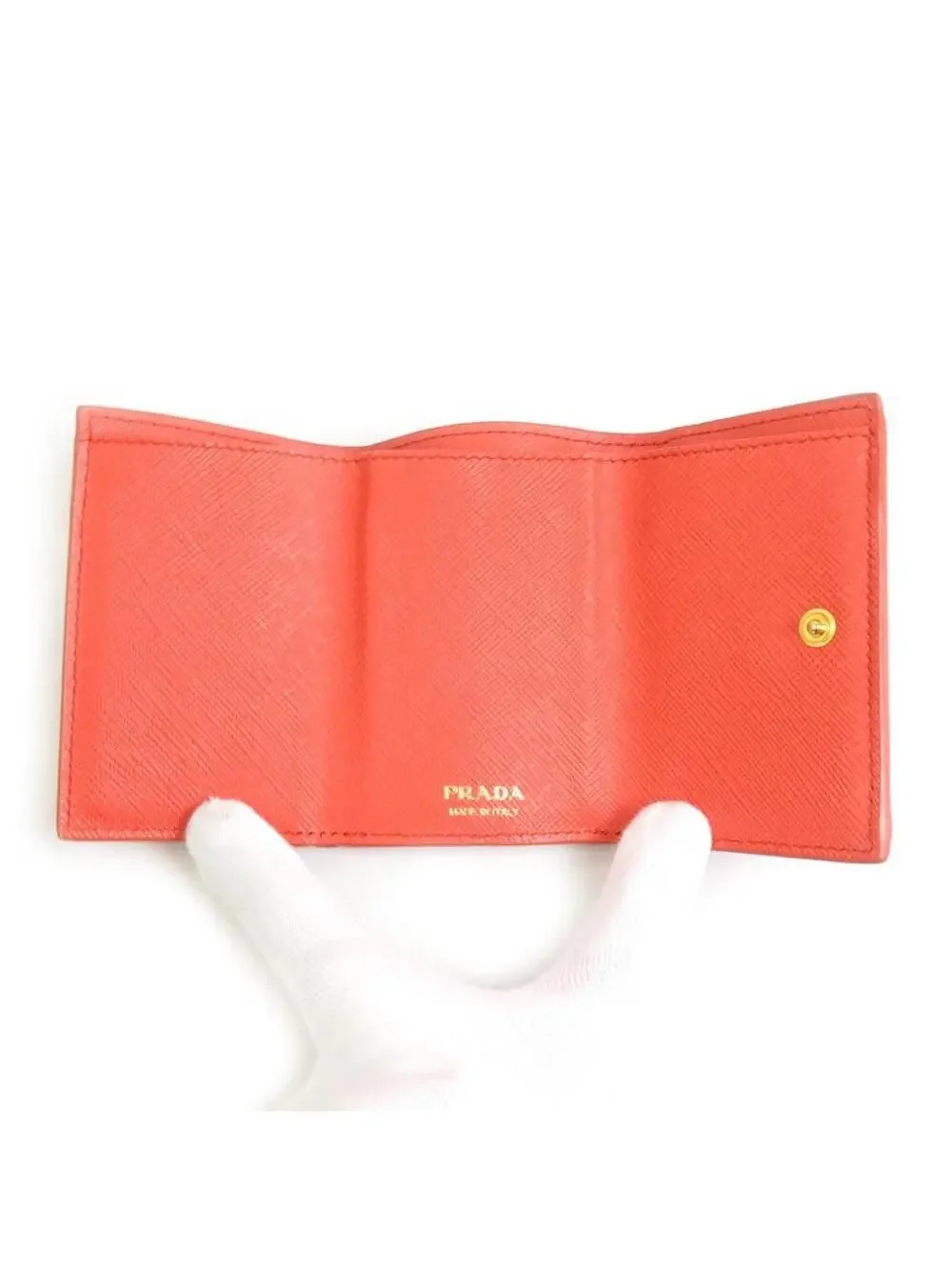 Auth Prada Trifold Wallet Orange #280470P16B